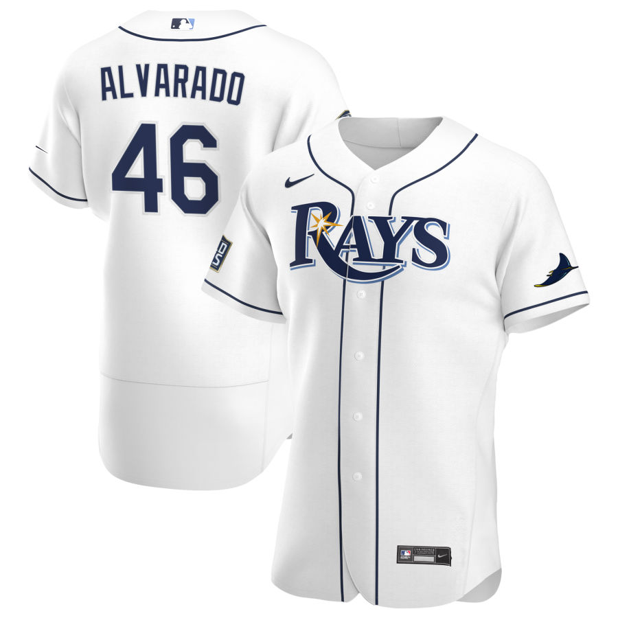 Tampa Bay Rays #46 Jose Alvarado Men Nike White Home 2020 World Series Bound Authentic Player MLB Jersey